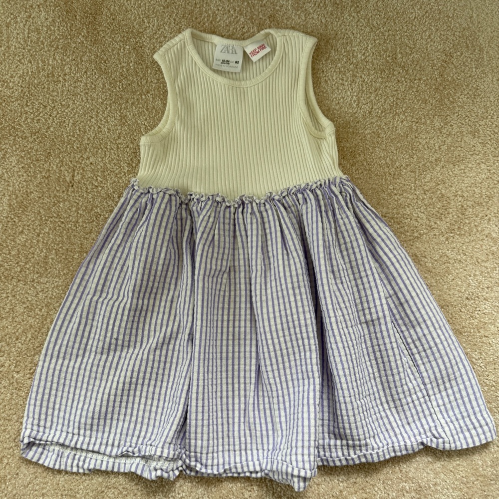 Zara Blue and White Ruffled Sundress, 24M